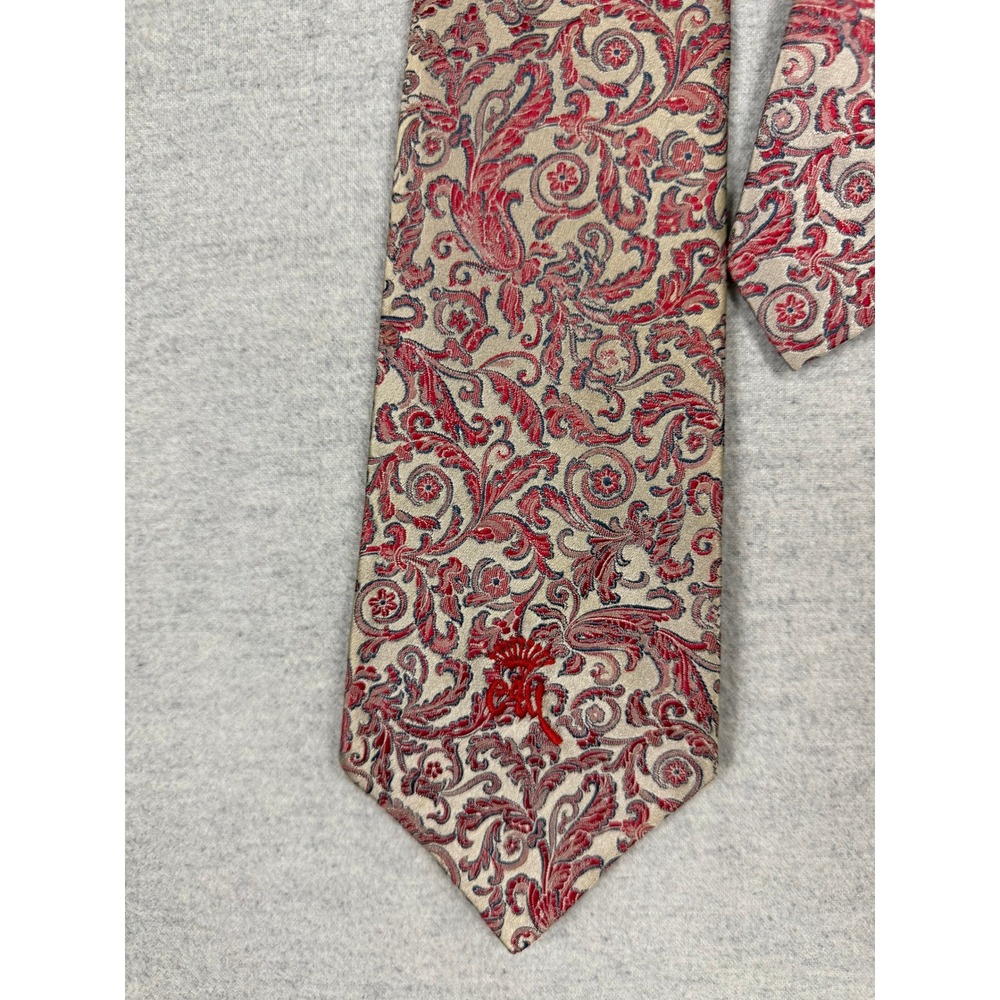 Countess Mara Vintage Silk Paisley Tie Red Navy Tan Darien Sport Shop 50s‎